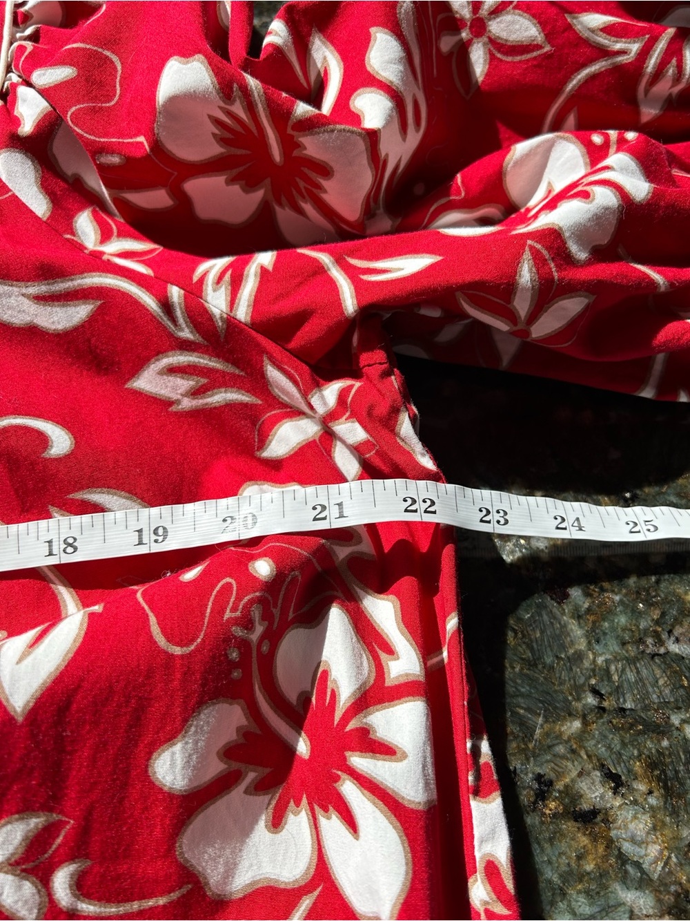 Hilo Hattie The Hawaiian Original Muumuu bold red hibiscus print dress. Ruffles - Picture 7 of 8